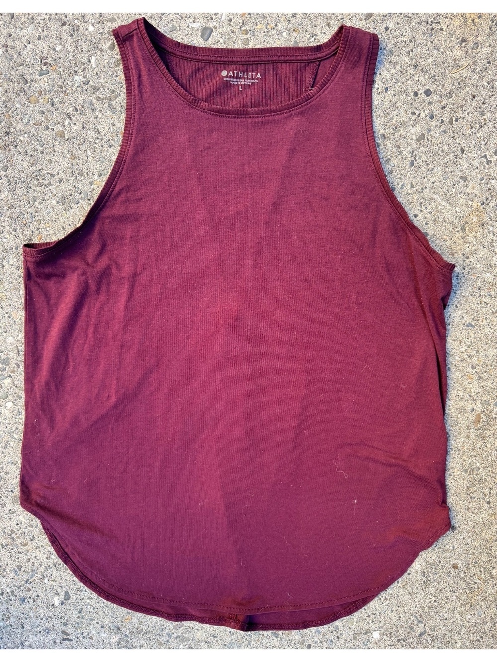 Athleta Women's Large Burgundy Ribbed Tank Top